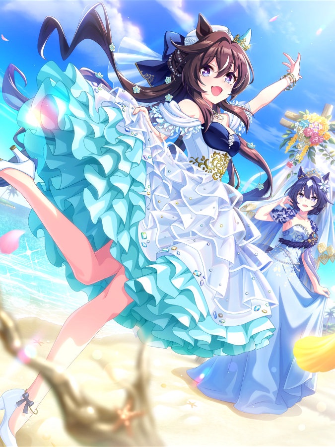 おはようございます！

ウマ娘でブエナビスタお迎え出来ました！

ヴィブロスの花嫁衣装です。
ウィッグは持ってないので絵里ちので代用しました😓