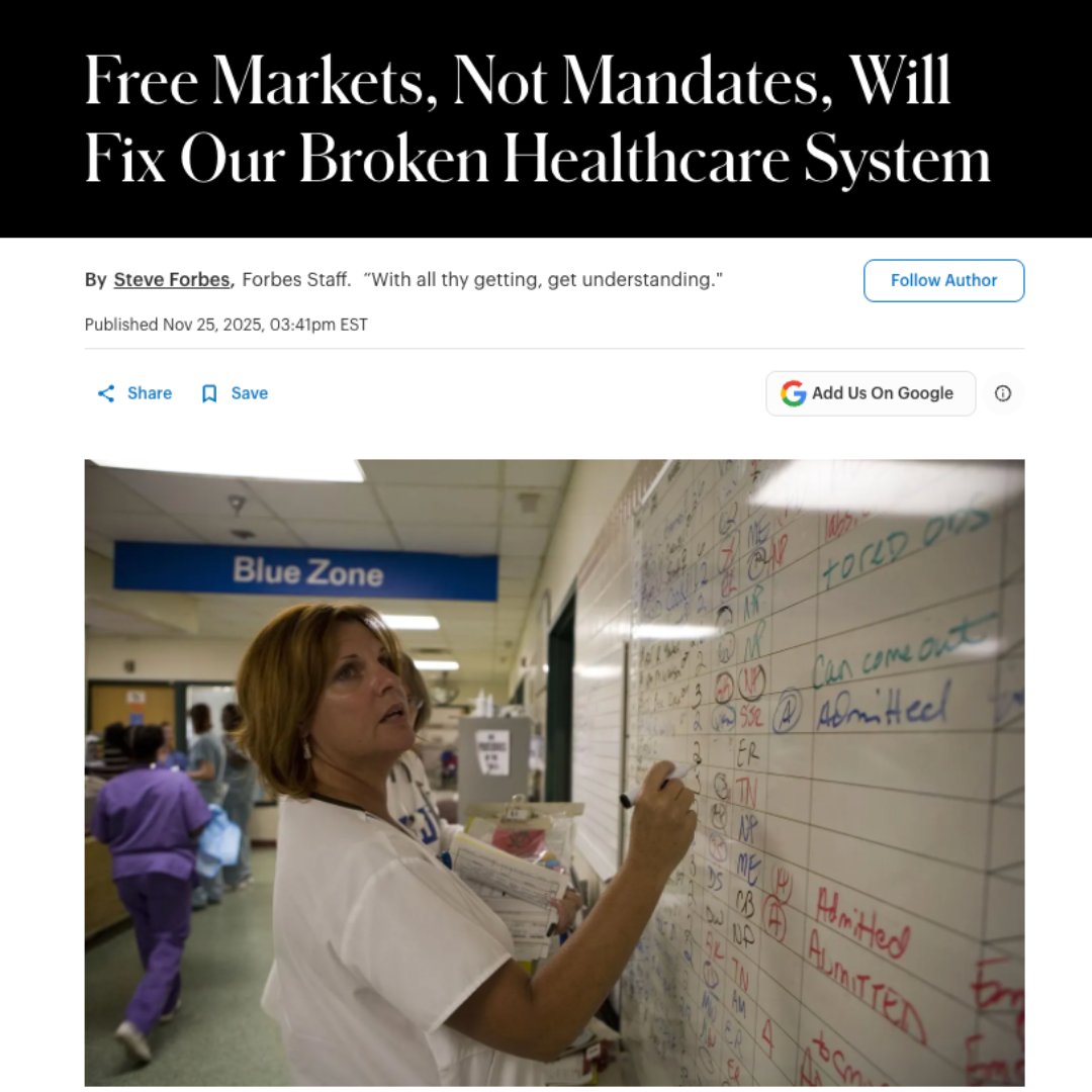 My latest: Free Markets, Not Mandates, Will Fix Our Broken Healthcare System

Washington regulations, dictates, and bureaucracy drove us into the healthcare mess we’re in - the best way out is more freedom, personal control, and transparency.