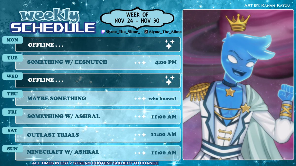 Slyme_The_Slime's tweet image. I also just remembered to post the schedule for this week alot of things as well as taking some breaks here and there but I got some ideas for somethings

#Schedule