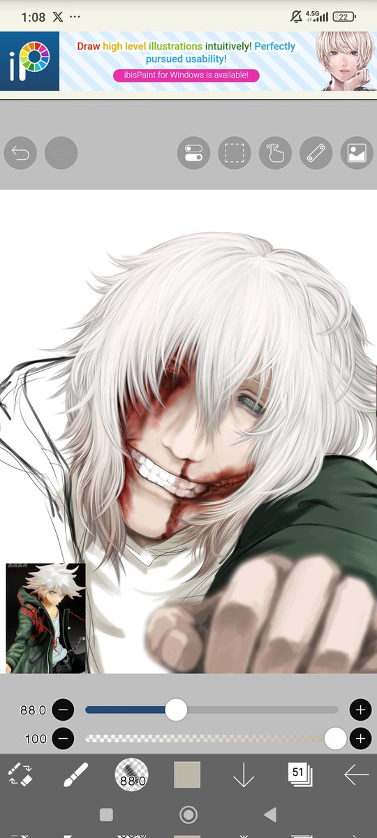 LavinReverie's tweet image. Wip* (tw // fake blood) almost done...
Nagito Komaeda x BLOODMONEY