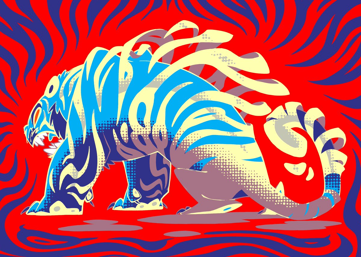 Railroadlion's tweet image. A lot of people think this is a dream Tiger redraw, but it was actually an original piece I made for a local animal themed riso show