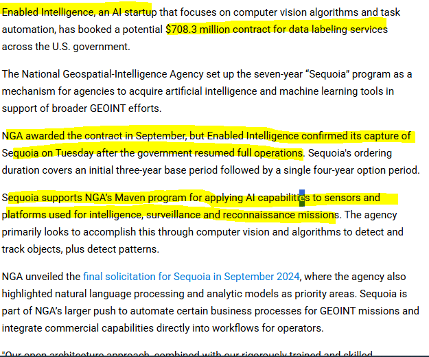 loco_dela_bolsa's tweet photo. $SATL #Satellogic #AI #EO #Vantor #Maxar After administration shutdown ending, USA is speeding up its expenditure to achieve space supremacy ASAP.
Enabled Intelligence (EI) booked USD 703M contract with National Geospatial-Intelligence Agency (NGA), for data labelling. https://t.co/9Se2mX1ygz