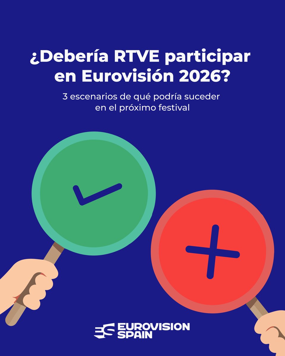 eurospaincom's tweet image. 🤔 ¿Qué hará España con Eurovisión 2026?

Ante las asamblea de la próxima semana abrimos el debate a la comunidad eurofán con una reflexión de los 3️⃣ escenarios más probables que hay sobre la mesa.

☝️ ¿Quedarse, irse o trabajar #Eurovision desde dentro? Os dejamos los tres…
