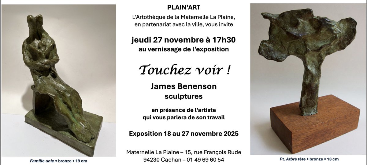 jamesingentilly's tweet photo. jeudi 27 novembre à 17h30 • finissage • "Touchez voir !"  - James Benenson - bronzes - https://t.co/LVABMHnurN https://t.co/EqG3qyJevY