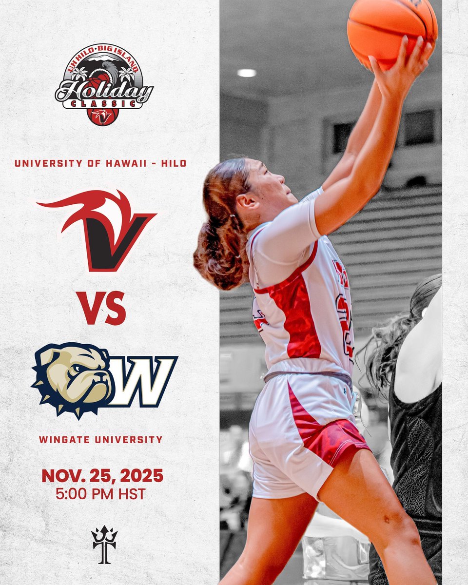 The sun is setting and the court is heating up. Watch Wingate University battle the host squad, Hawaii Hilo, in our primetime showdown!

🕒 Tip-Off: 5:00 PM 📍 Afook-Chinen Civic Auditorium
 📲 Follow Live: titletown-events.com/bihc25

#BIHC2025 #HiloVulcans #WingateBulldogs #Defend