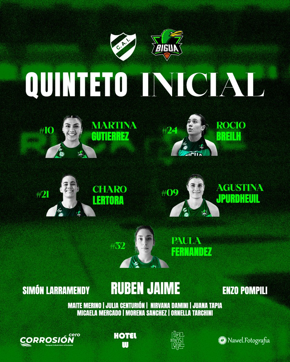 Inicia el último partido de la temporada regularrr

Las 5 que enfrentarán a Independiente desde el inicio son:

#10 Martina Gutiérrez ⚡️
#24 Rocío Bereilh 🎩
#21 Charo Lertora 🔒
#09 Agustina Jourdheuil 3⃣
#32 Paula Fernandez 💪

📺 Miralo por basquetpass basquetpass.tv/#view/24828