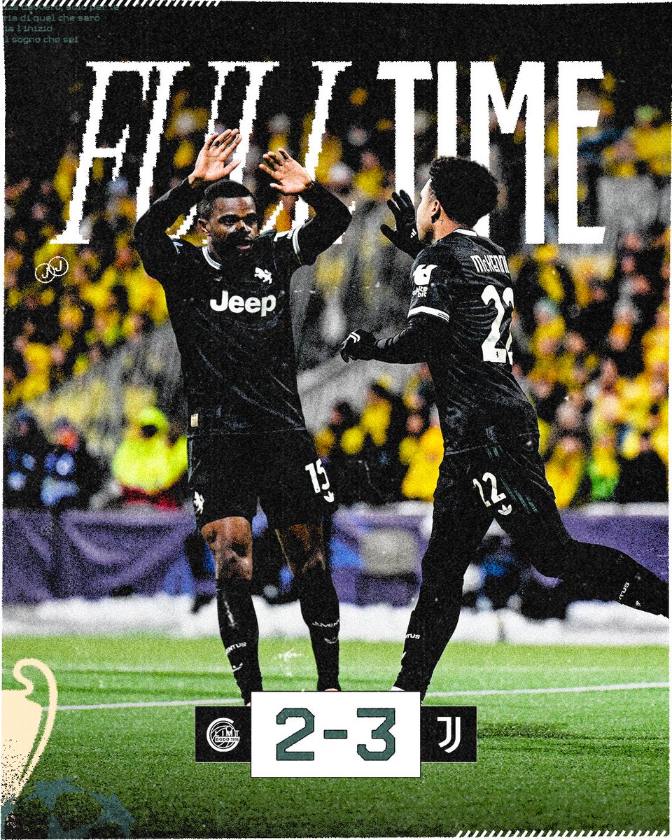 juventusfc's tweet image. FT |⌛️| Fischio finale: torniamo a casa con una vittoria ⚪️⚫️❄️

#BodoJuve #UCL