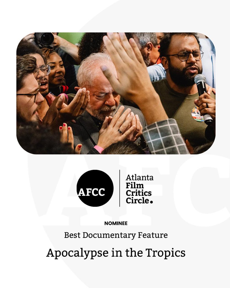ATLFilmCritics's tweet image. The 2025 Atlanta Film Critics Circle Awards will be announced on Wednesday, December 3, 2025. #AFCC #ForTheLoveOfMovies #AFCCAwards #AFCC2025Awards Apocalypse in the Tropics @petracostal @netflix