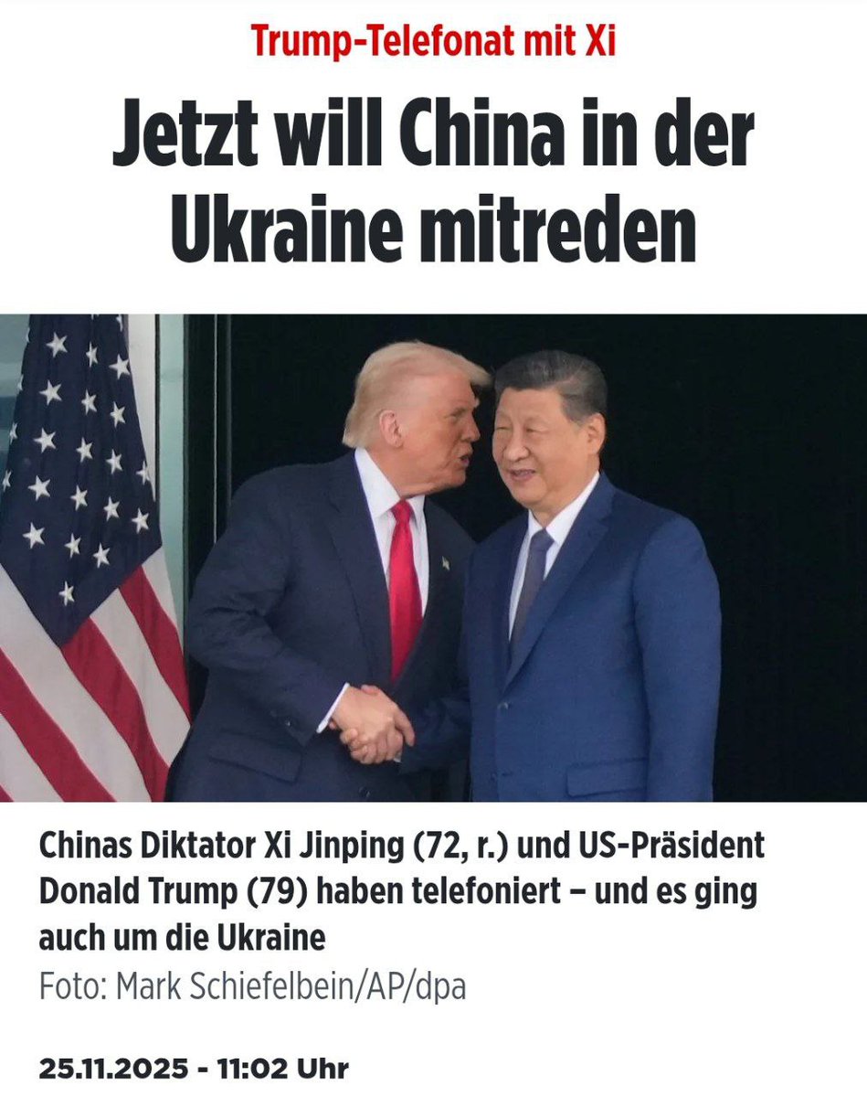 Die Empörung wird immer größer.
USA - Russland - China regeln jetzt den Frieden untereinander, Europa steht daneben und macht ein dummes Gesicht. Die deutsche Frage gleich im Anschluß, ich meine ja bloß?😜😎