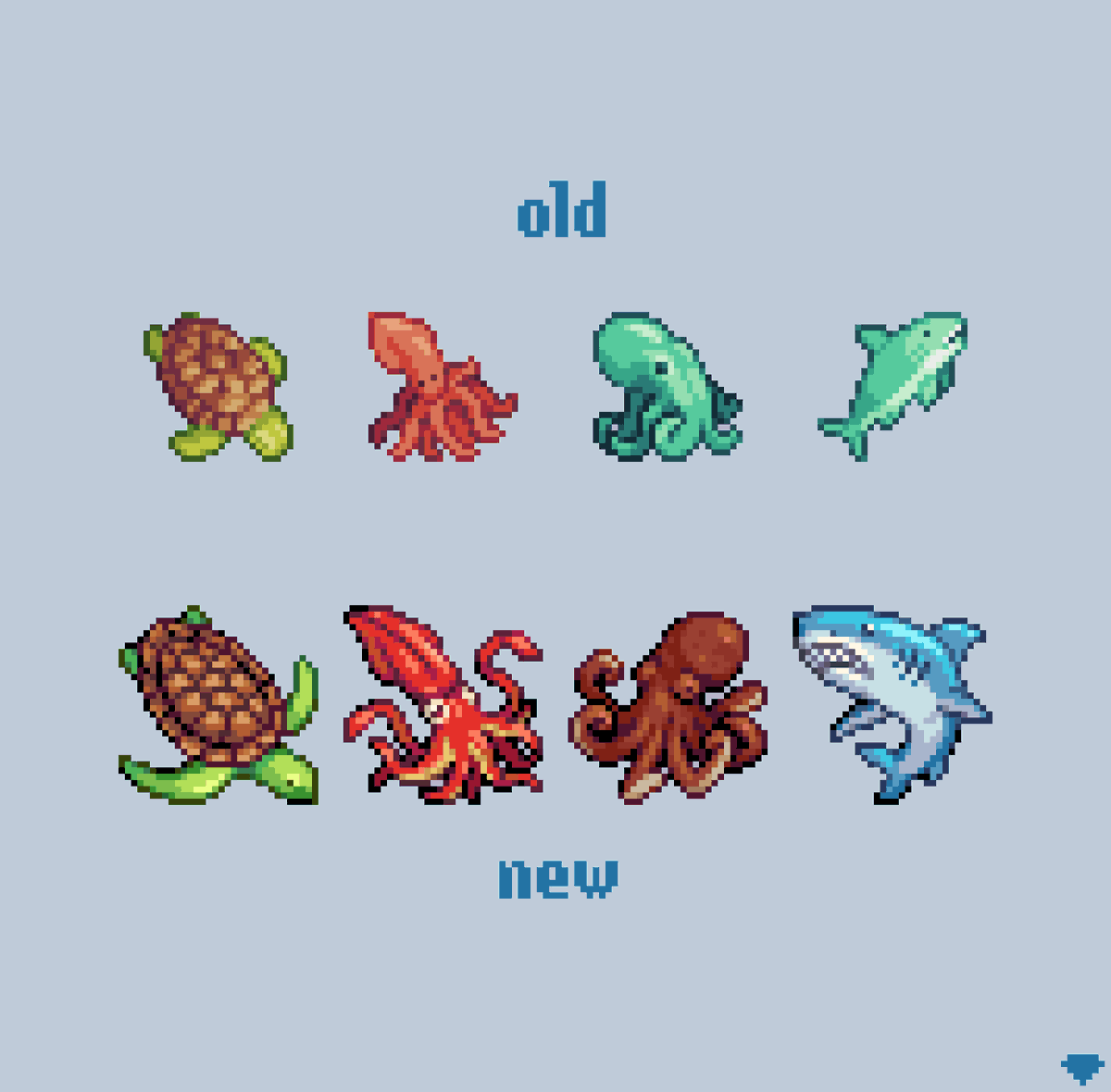 mirrutatep's tweet photo. I love redrawing old icons      

Which one had the biggest glow-up?

#pixelart https://t.co/01wVkF4hwt