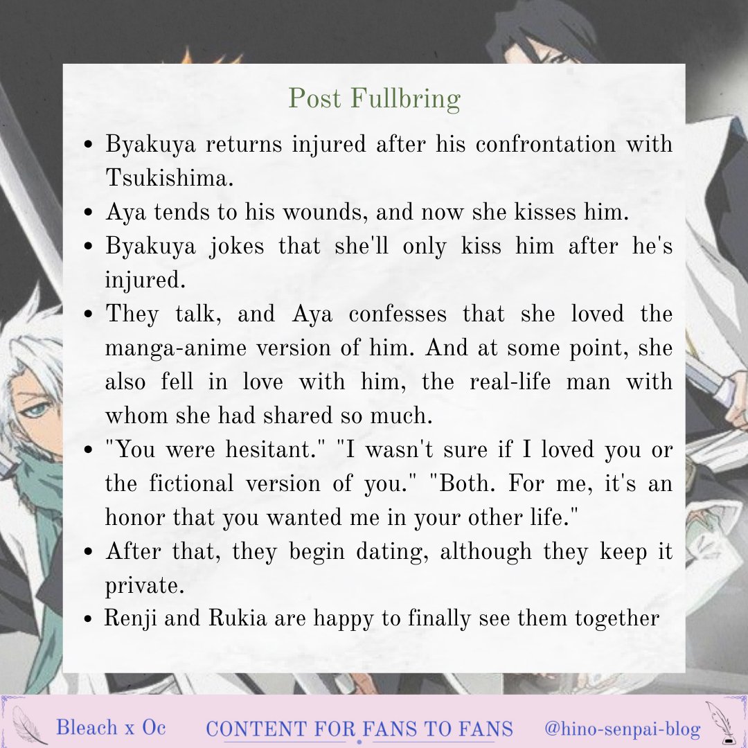 hinosenpai's tweet photo. Here Hueco Mundo Arc + Fullbring and the begining of TYBW. We are nearing the end of the first line of lore
#BleachOC #AyaShidou #yumetwt #loreoc #oclore #ocxcanon #byaya https://t.co/RJNFcChYoa