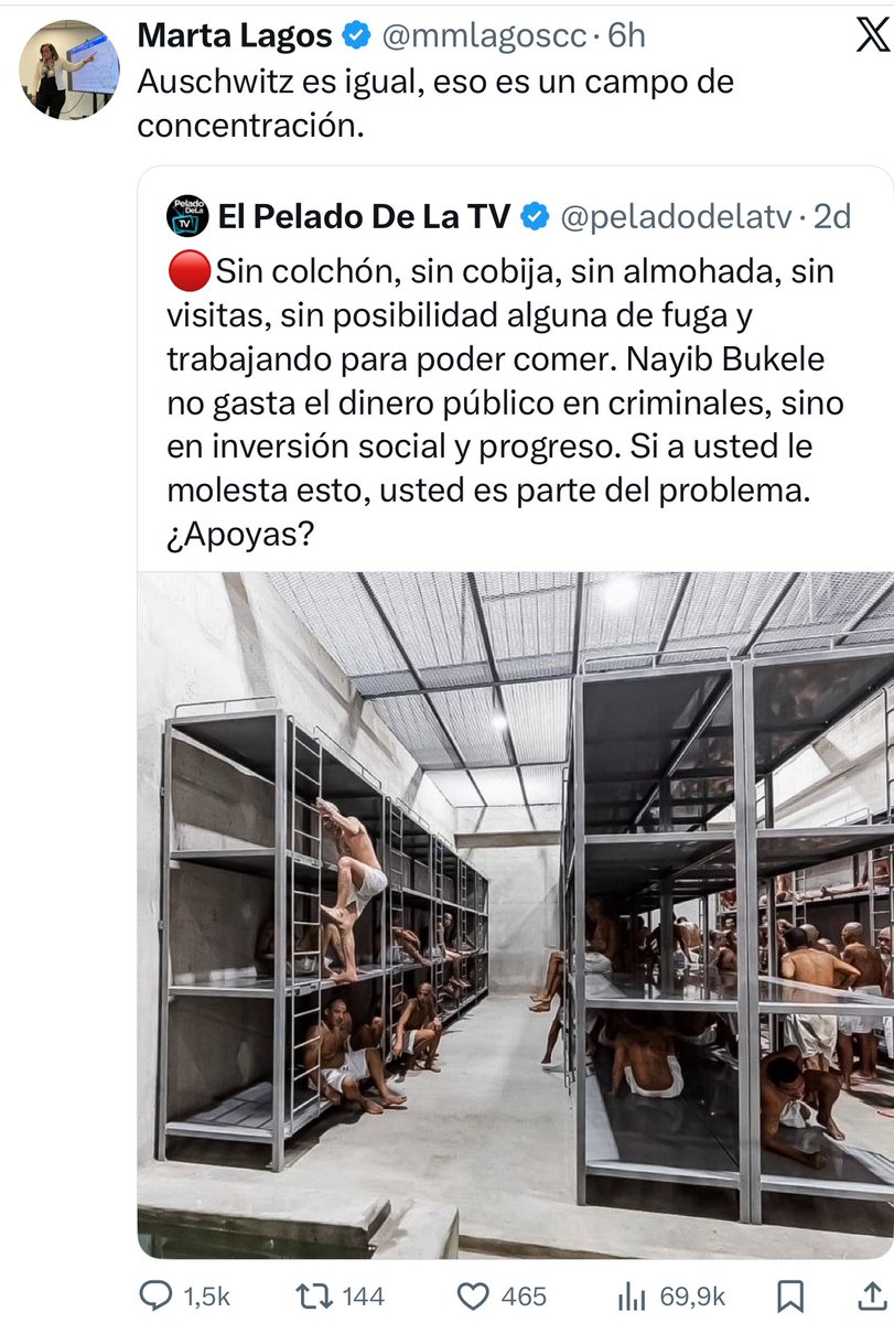 Comparar un lugar donde torturaban, hacían experimentos físicos y dejaban morir de hambre a gente INOCENTE, con una cárcel en donde los criminales no tienen privilegios, es un insulto al sentido común y faltar el respeto a las víctimas reales. ¿Qué tiene esta gente en la cabeza?