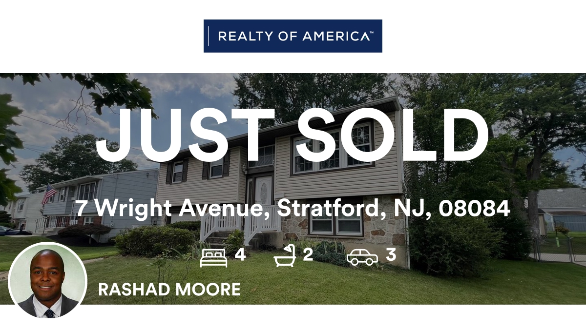 RashadTMoore's tweet photo. 🛌 4 🛀 2 🚘 3
📍 7 Wright Avenue, Stratford, NJ, 08084

My latest sale on RateMyAgent.
NJ 0451491
https://t.co/ducFmwBgKF

...
#ratemyagent #realestate #Realty_of_America_LLC https://t.co/1Yn0WUfcVB