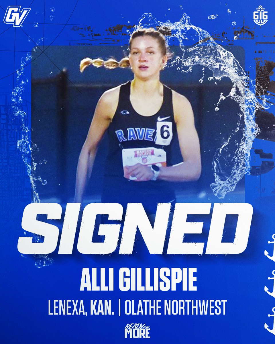 GVSUXCTF's tweet photo. This Kansan is coming HOME🤩💙

We are so excited to welcome 3x Cross Country State Qualifier and 4x Kansas State T&amp;F Medalist Alli Gillispie to Laker Nation!⚓️⬆️

#AnchorUp | #ReadyForMore https://t.co/QfHSXhuEDs