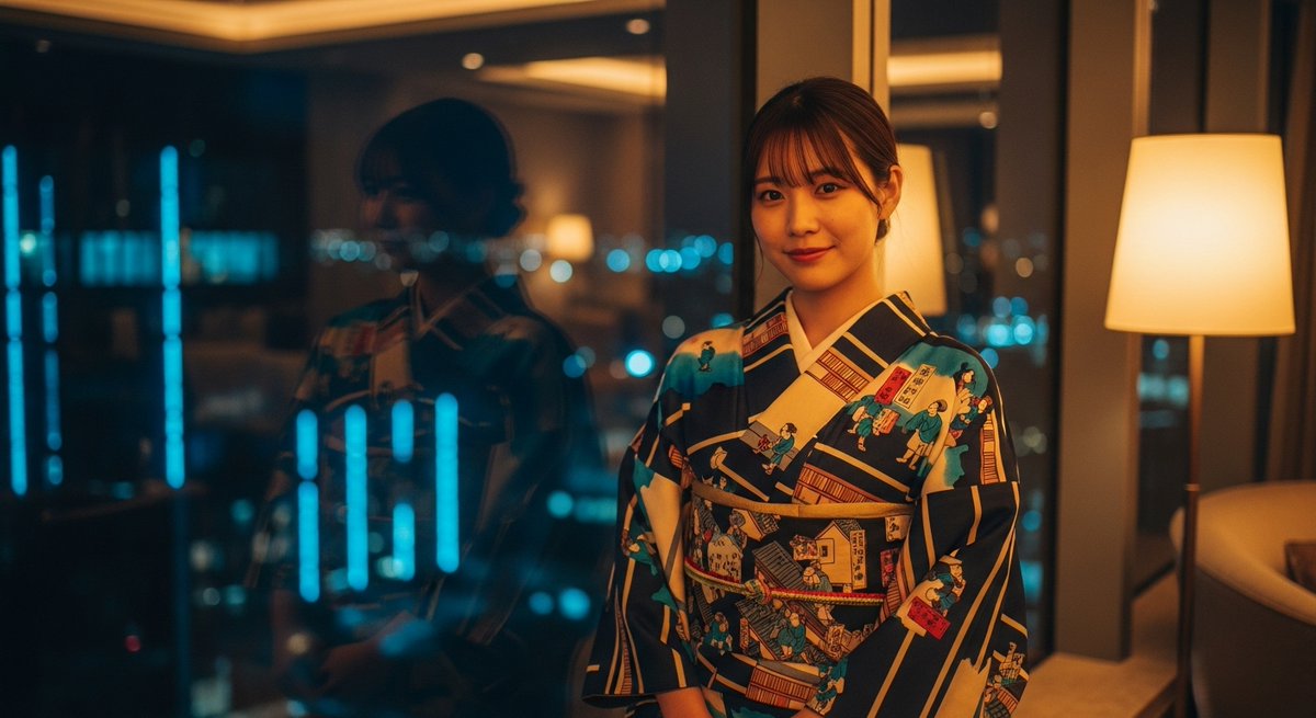 ApwzDFWdvs75800's tweet image. 夜景の中で着物が持つ独特の静けさ。光に照らされた横顔が、語らずとも物語になる。こういう“静かな強さ”に惹かれた人はフォローどうぞ。次の投稿も刺さります。