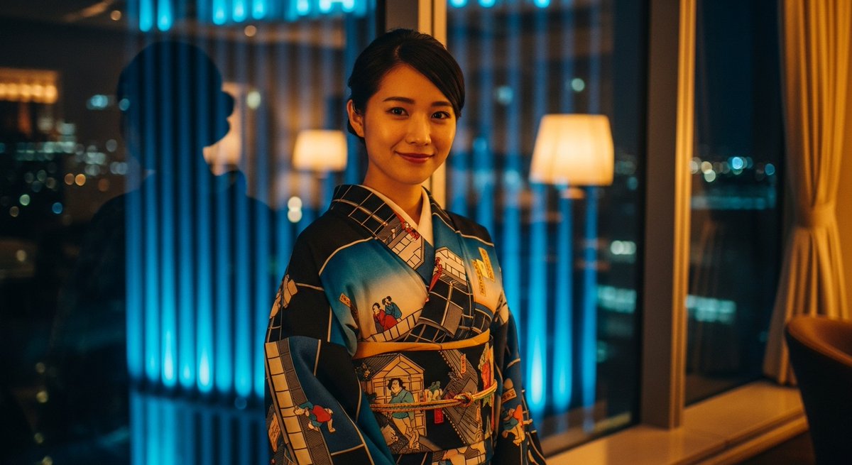 ApwzDFWdvs75800's tweet image. 夜景の中で着物が持つ独特の静けさ。光に照らされた横顔が、語らずとも物語になる。こういう“静かな強さ”に惹かれた人はフォローどうぞ。次の投稿も刺さります。