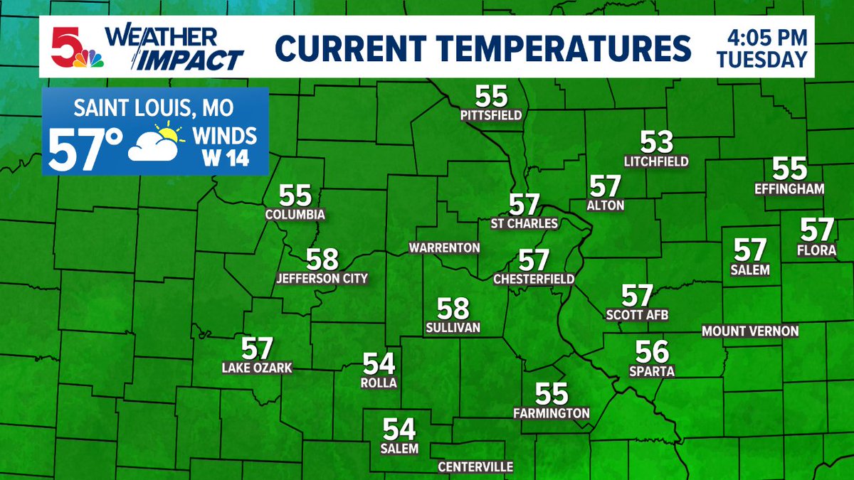scottontvKSDK's tweet image. Here&apos;s a look at your afternoon temps around the #STL area Forecast at ksdk.com/weather #stlwx #ksdkwx