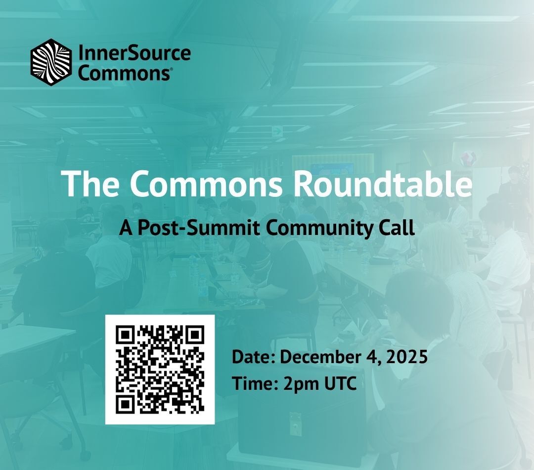 InnerSourceOrg's tweet image. We&apos;re so grateful to everyone who attended the #InnerSourceSummit2025!🎊

We hope you can join us for our post-summit community call on Dec. 4th at 2pm UTC. Scan the QR code to sign up or click here: eventbrite.com/e/the-commons-…