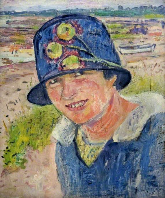 Painting at Bedtime.
The Blue Hat.
George Leslie Hunter.

Hunter was one of a group of artists known collectively as the 'Glasgow Colourists'. He was mainly self-taught and lived in California for 14 years, from the age of 15. His paintings feature colour and light.