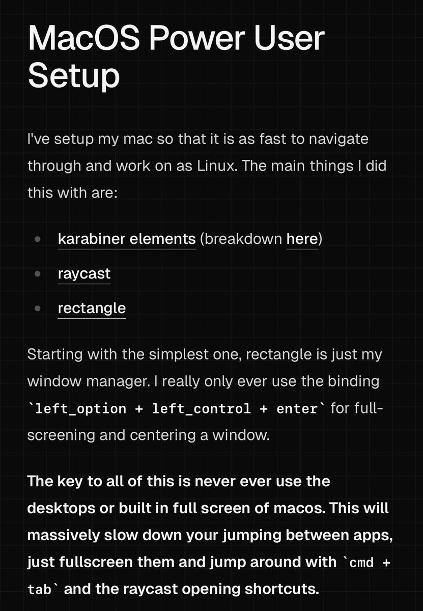 morganlinton's tweet image. Just found this MacOS power user setup from @davis7 and whoa 😮 

If you use a Mac, you should read it.