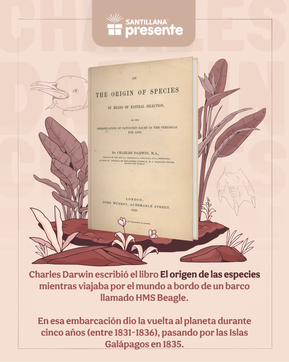 SantillanaMX's tweet image. Gracias a este viaje, #CharlesDarwin realizó las primeras anotaciones para plasmar su teoría de la evolución por la selección natural. 😉 

#LaEducaciónEsHoy #SantillanaPresente 🎁