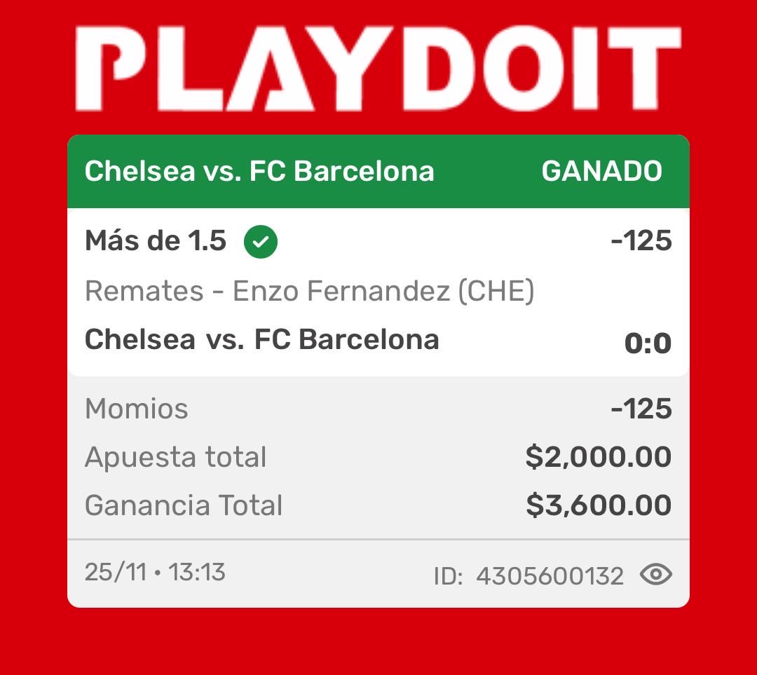 Volvemos a sumar en Champions como todas las jornada y cobrando ese momiazo con el Marsella 

Olimpique de Marsella ML (+210)✅
Olimpique de Marsella Over 12.5 remates (-116)✅
Enzo Fernández over 1.5 remates (-125) ✅