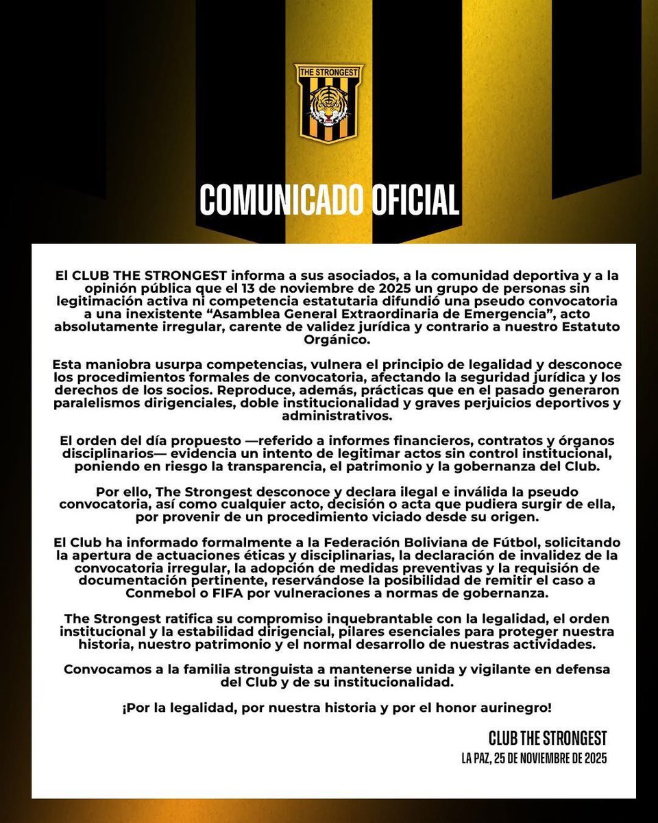 Hilo: Por qué el comunicado de Terrazas es jurídicamente incorrecto.

Es una pena que el Sr. Terrazas haya difundido un comunicado hablando “a nombre de todo el Club”, cuando en los hechos su rol lo obliga a ceñirse estrictamente al Estatuto, no a emitir declaraciones políticas