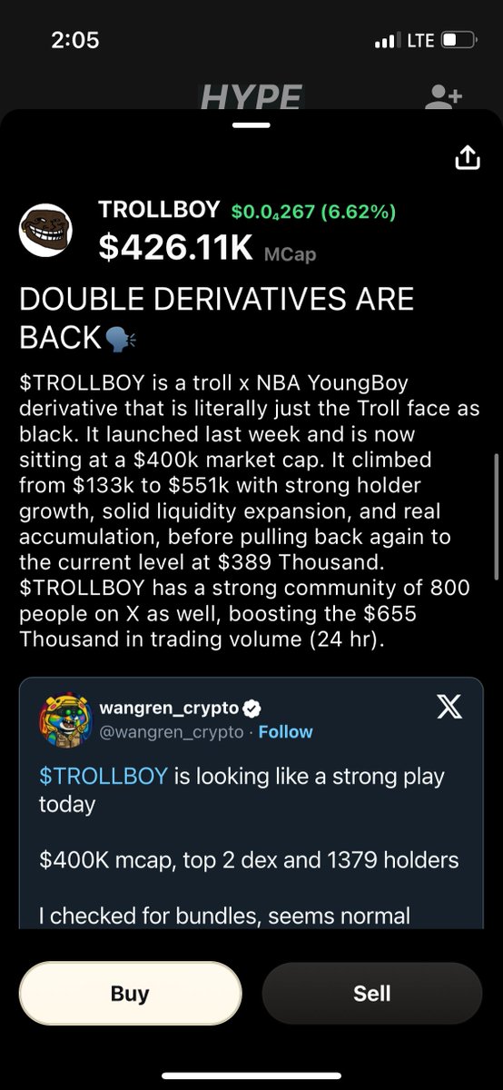 today’s news:                  
- $BILLY was pumped by Dogecoin's Founder
- $TROLLBOY is the newest double derivative
- We are Charlie Kirk goes platinum ( $KirkSong )

read the full news on the Hype app below