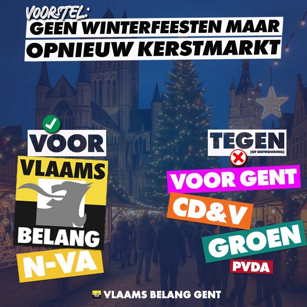 Laten we eerlijk zijn 🎄 Iedereen in Gent zegt 'kerstmarkt'. Grootouders, ouders, kinderen - generaties lang. Waarom dan officieel 'winterfeesten'? Ons voorstel brengt de vertrouwde naam terug. Voor onze traditie en identiteit.🎄💛