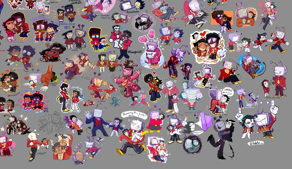 burntfortune500's tweet image. THANK YOU TO EVERYONE WHO DREW A CHIBI !!!!! thank you all for indulging my whims. here is the final collage [split into 4 becaude twitter couldn&apos;t handle the full size]
