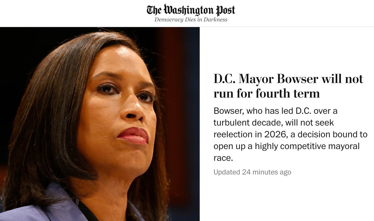 Mayor Bowser will not run again. dub.sh/BowserNotRunni… [WaPo gift link]