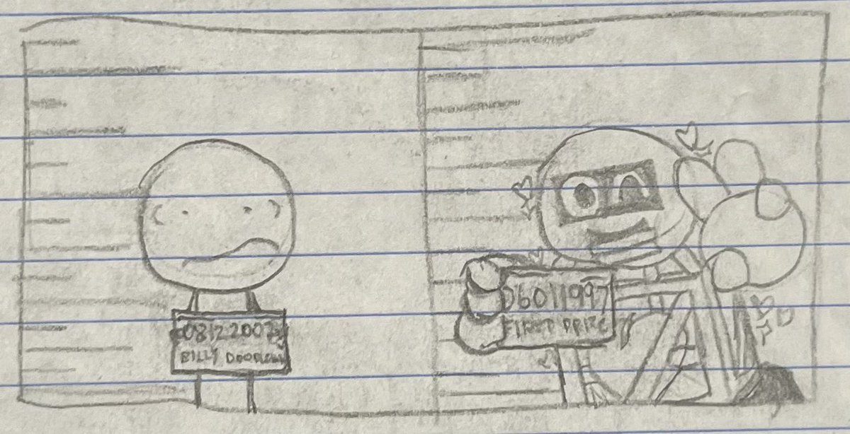 ryder1stPrizeBF's tweet image. day 53 of drawing first prize until i get his makeship plushie #baldisbasics #bbieal #baldisbasicsplus #firstprize 

day 53: mugshots!