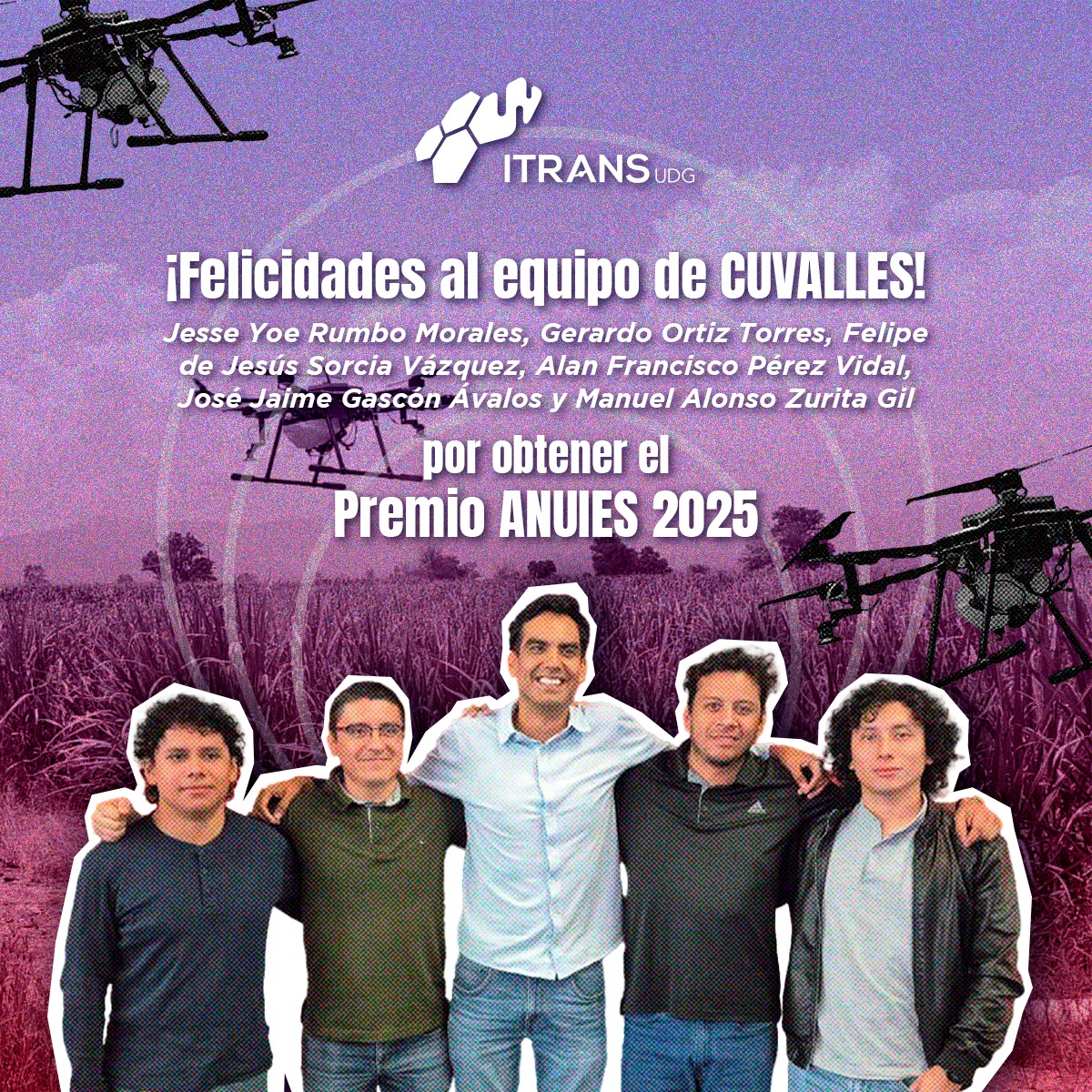 UdeGITrans's tweet photo. ¡Felicidades al equipo de @cuvallesudg ! 🎉
Su dron agrícola no solo representa innovación, sino el compromiso de transformar el futuro del campo con #ciencia y creatividad. Su trabajo inspira y abre camino a nuevas soluciones. @CienciaUDG 

#SomosTuAliadoEstratégico https://t.co/2yEaE2xHwH