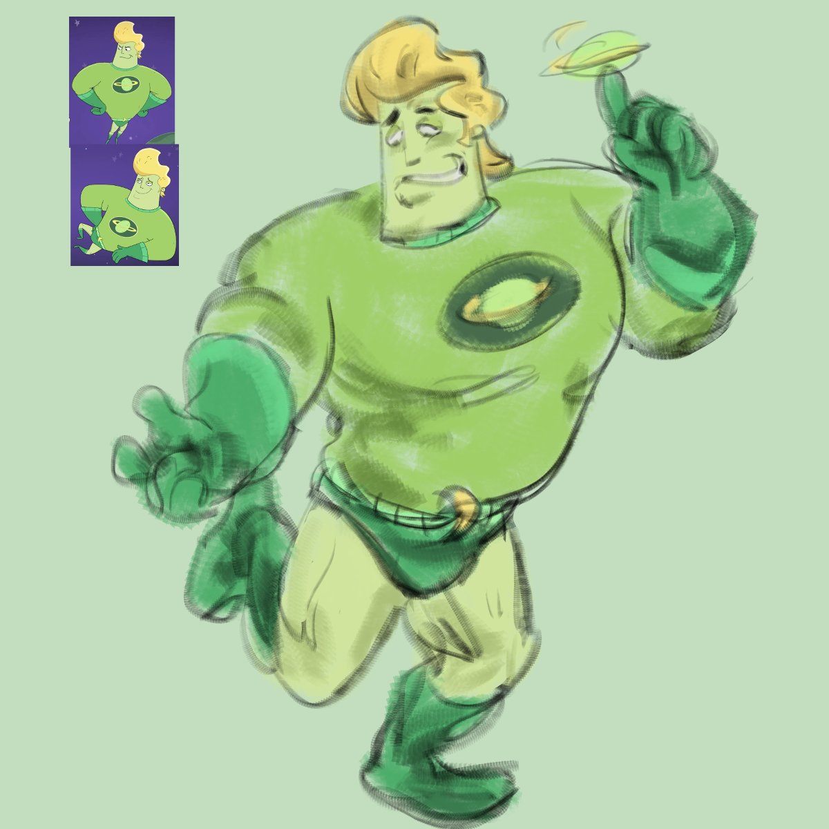 Hes kinda just canadian zapp brannigan and green thats all you gotta know