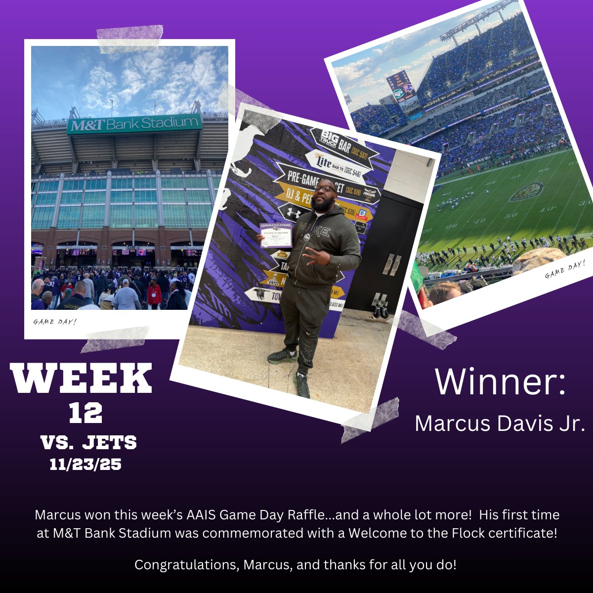 AAIS_Installers's tweet photo. 🏈 AAIS Game Day! 🏈

His FIRST EVER trip to M&amp;T Bank Stadium came with a surprise!  Nothing beats that first-game magic.  Glad you got the full experience, Marcus!  Thanks for all you do!

#AAISGameDay #TeamAAIS https://t.co/RIwPao6aw3