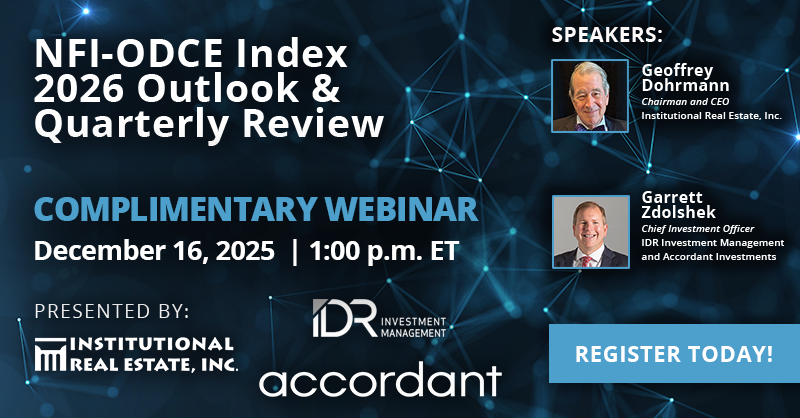 IREI_Inc's tweet image. Join us for a complimentary webinar, NFI-ODCE Index 2026 Outlook &amp;amp; Quarterly Review, on Tuesday, December 16th at 1pm ET. Register today at us06web.zoom.us/webinar/regist….