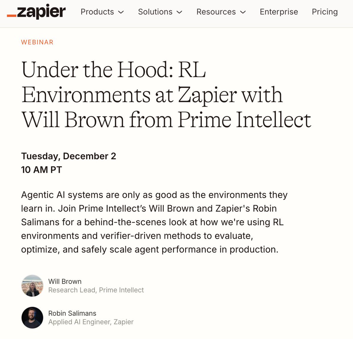 willccbb's tweet image. come hang with me + @SalimansRobin next week to hear about using RL environments for evaluating + optimizing agents in prod at @zapier :)

will be demoing some fun new features we&apos;ve been collaborating on 👀