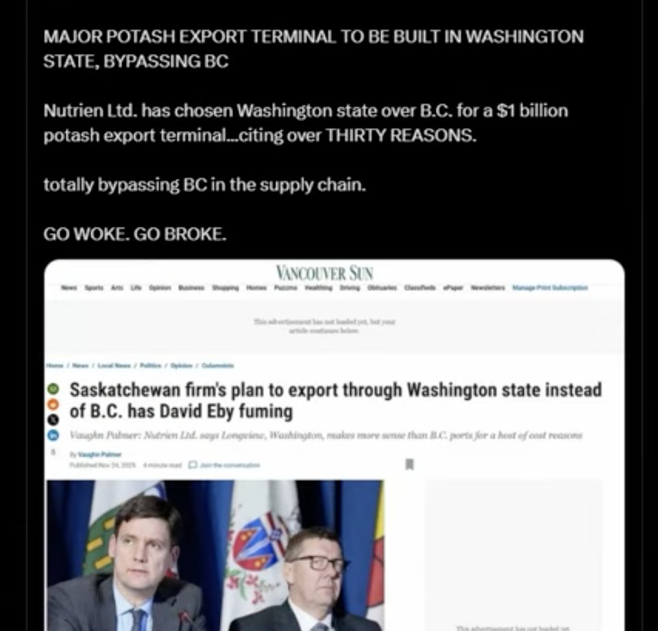 adam_siddhartha's tweet image. Fraud Premier  of #BC David Eby Prefers to Ship Coal and Fentanyl out to the world from #bcpoli Rather than Life Giving Potash from Saskatchewan!? 
Why is it that BC is so hot to Legalise Life snuffing hard drugs, Kill health farm animals, and then Virtue Signal about Climate!?