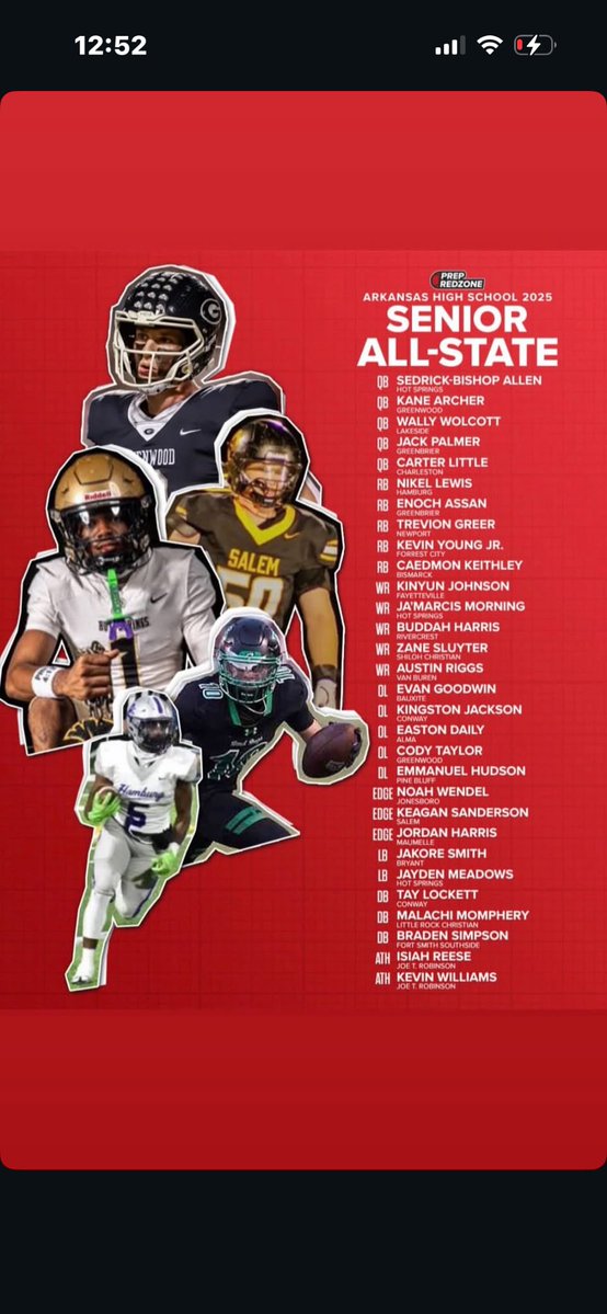 Honored to be recognized By <a href="/PrepRedzoneAR/">Prep Redzone Arkansas</a> as a part of the 2025 Arkansas High School Senior All-State team! #Goddid