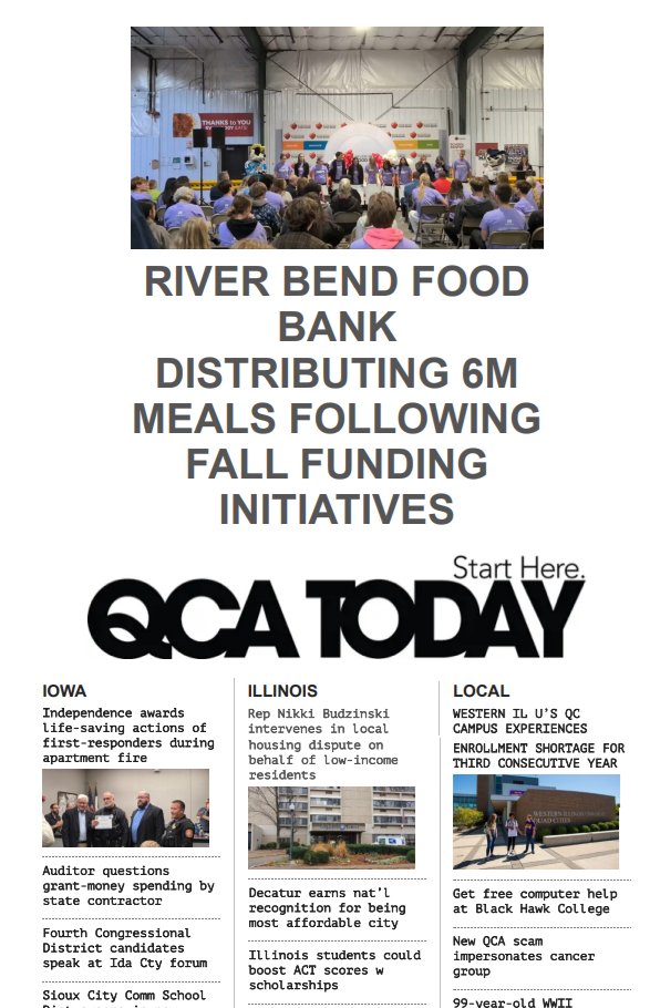 QCAToday's tweet photo. Gretchen Teske (@peskyteske)/@qctimes re after retiring its beloved #BackpackProgram &amp; giving out its stash of emergency food-assistance boxes for Veterans Day, @RiverBendFood Bank had to be among those wondering if the org could meet its #StudentHungerDrive’s. . . https://t.co/nUDLlI2K6y
