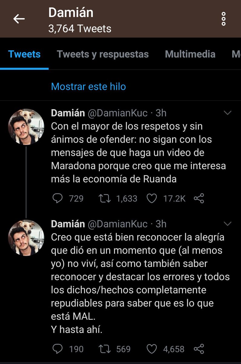 RashidAliGarcia's tweet image. Unpopular: A cinco años vista de estos tuits y, salvo la rabieta del momento, nunca me parecieron algo grave. Cada uno es dueño de decidir sobre qué hacer sus vídeos y él mismo terminó haciendo uno sobre Diego para Blender comprobando que donde manda capital, no mandan ideales.