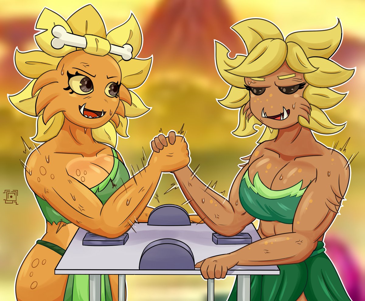 Versus de fuerzitas de Girasoles Primitivas!!! ☀🙌

Una de mua y la otra de <a href="/MochoForestCat/">🌿Mocho Forest Cat🌿</a> 

#digitalart #primalsunflower #sunflowerpvz #pvz2 #fanart #sunflower #pvz #plantsvszombies2