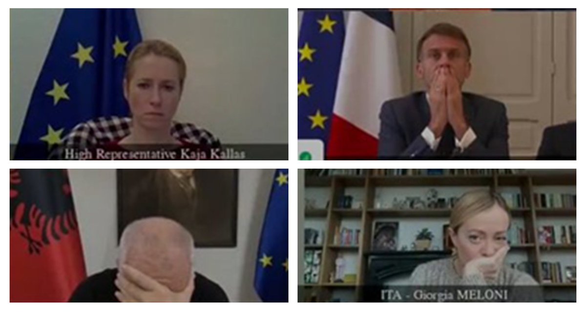 ThinkCoalition's tweet image. The face you make when you finally understand that you have totally f-ed up

Extract of faces from call with Zelenskyy today - this is when your fantasies of Russia collapse using much smaller Ukraine hit the brick wall of reality.  Mass 🇺🇦 desertions, complete failure of…