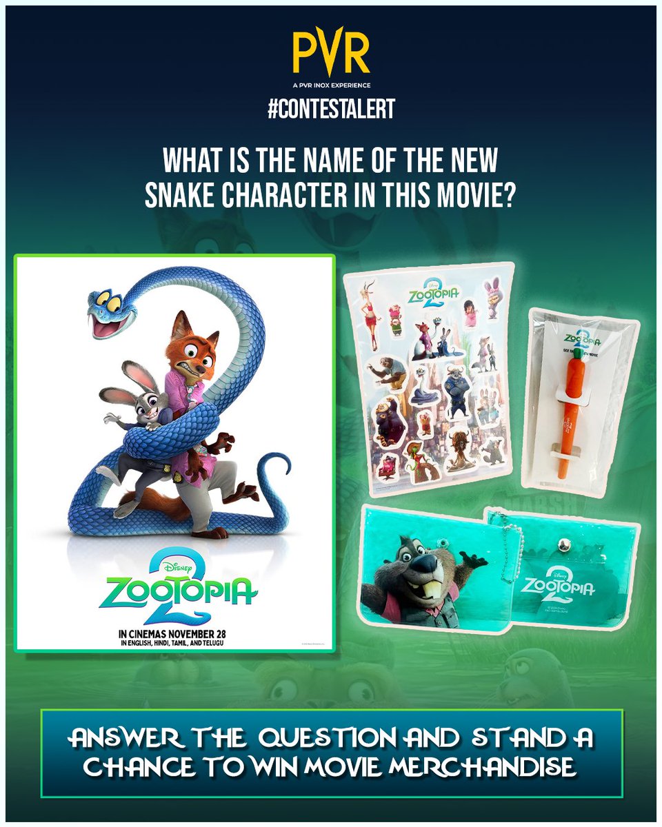 _PVRCinemas's tweet photo. Nick and Judy are back carrying the whole city on their tiny animal shoulders!😮‍💨
Answer a simple question and stand a chance to win exclusive movie merchandise.

Steps: 
1. Share your answer in the comments
2. Tag PVR CINEMAS and your friends
3. Tag #Zootopia2AtPVR contest & follow us

#Zootopia2 releasing at PVR INOX on Nov 28!
.
.
.
#ContestAlert #ShraddhaKapoor #GinniferGoodwin #JasonBateman #KeHuyQuan #Disney #DisneyIndia