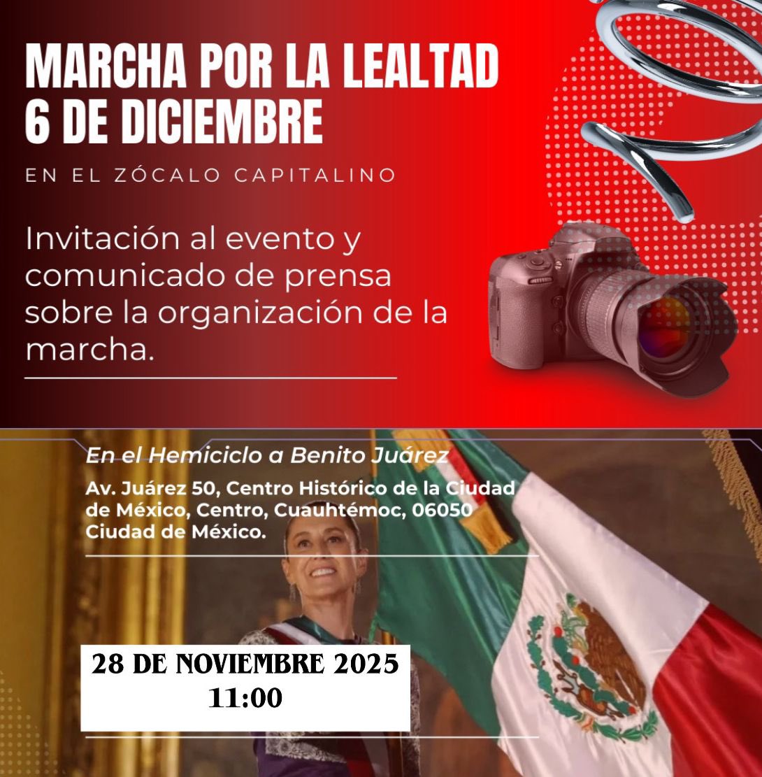 Invitación a prensa para entrevista abierta y libre sobre la marcha de la lealtad la marcha del 6 de Diciembre para el respaldo de nuestra presidenta y de México donde podrán preguntar lo que quieran etiqueten a su medio favorito #marcha6dediciembre #marchadelalealtad #6d
