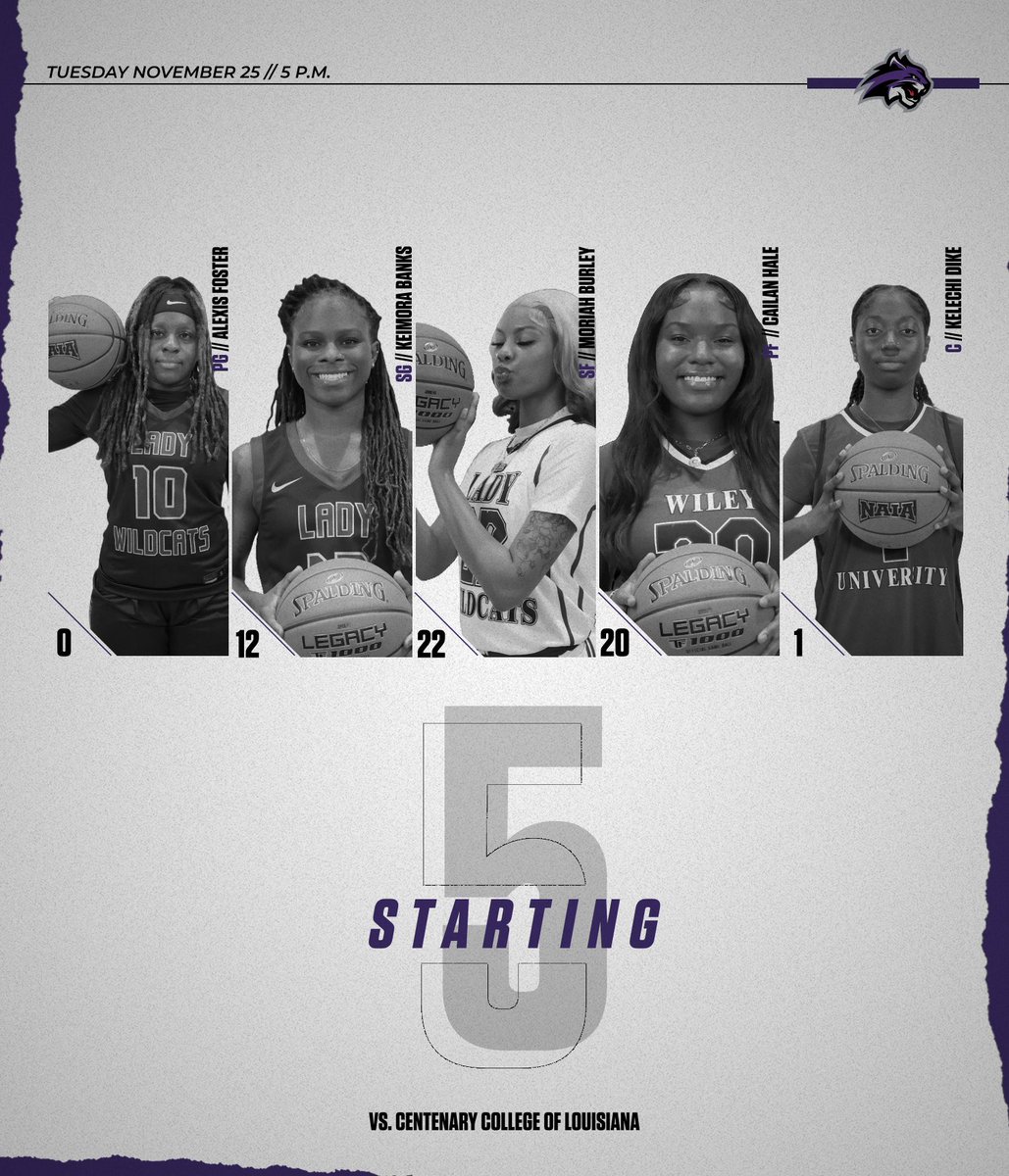 WileyAthletics's tweet image. Our Starting 5 against @gocentenary. #FeartheClaws #WhereWinnersThrive #BeIrreplaceable #ProgessoverPerfection #GoForthInspired