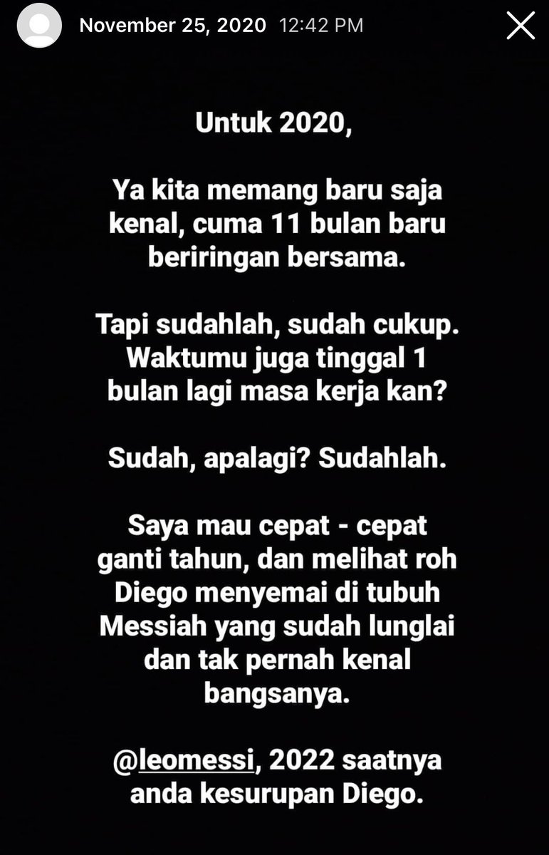 Tepat hari ini 5 tahun sudah Diego Maradona meninggalkan kita. Dan, gue nggak pernah bosan untuk mengenang kembali apa yang gue tulis ketika mendengar kabar pahlawan Argentina ini wafat

Full of goosebumps🥹🥹🥹