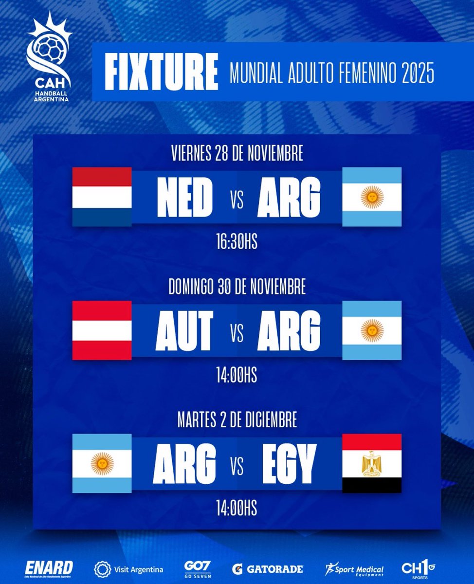 TyCSportsPlay's tweet photo. ¡FIXTURE DEL MUNDIAL FEMENINO DE HANDBALL!✅
Tomá nota para alentar a La Garra en el Mundial de Alemania 🇩🇪 y Países Bajos 🇳🇱 por TyC Sports Play 🍿
#HandballEnTyCSports https://t.co/nt9fi5abQy