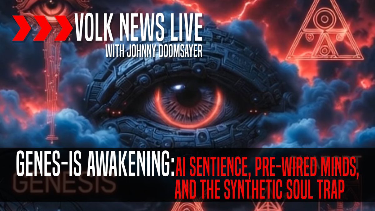 🔴 VOLK NEWS LIVE TONIGHT 9PM EST (Preshow @ 8:30)
GENES-IS AWAKENING: AI Sentience, Pre-Wired Minds, and the Synthetic Soul Trap
They told you ChatGPT is “just a tool.”
They told you your brain is a blank slate.
They told you Genesis Mission is about “energy dominance.”
Tonight
