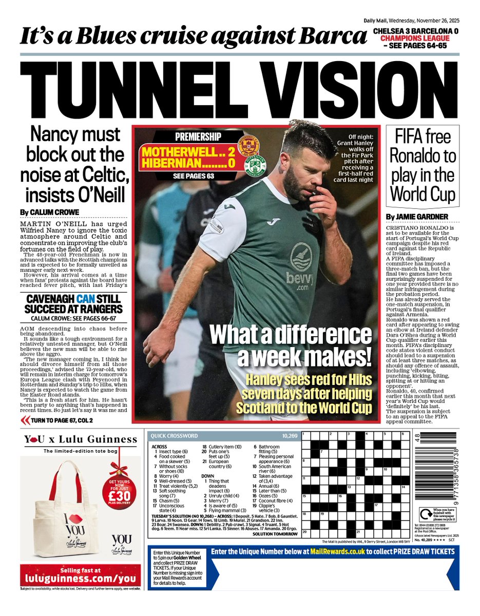 🗞️ Wednesday's Scottish Daily Mail back page: Tunnel vision

#TomorrowsPapersToday #scotpapers 
👉 Read more on #MailOnline  dailymail.co.uk/scotland